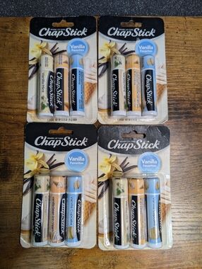 Chapstick Vanilla Favorites Flavored Lip Balm 3 Flavor Variety Pack 12 Tubes